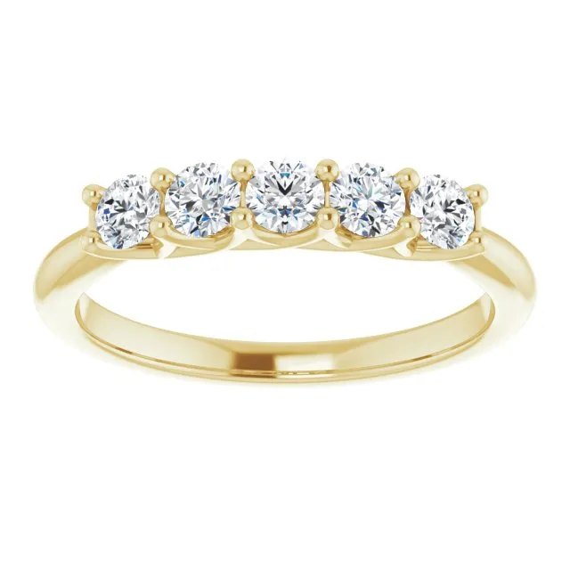 0.50 ct. Round Cut Diamond Wedding Band 5 Stone Trellis Setting