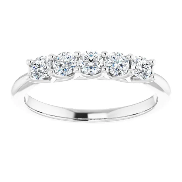 0.50 ct. Round Cut Diamond Wedding Band 5 Stone Trellis Setting