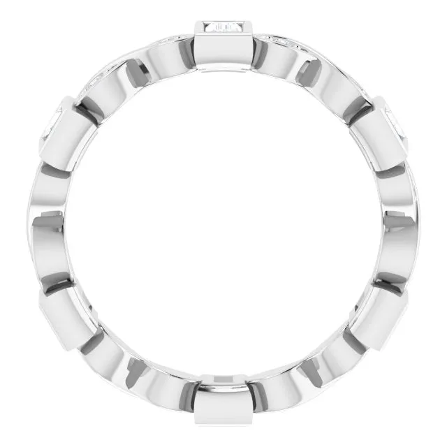 0.94 ct. Bezel Set Baguette & Round Diamond Infinity Design Eternity Band