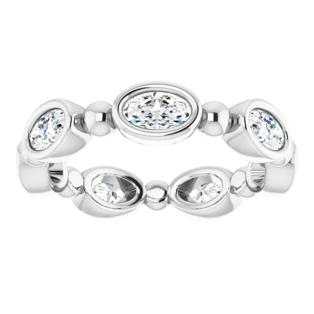 1.47 ct. Oval Diamond Eternity Band Bezel Set Diamond Ring