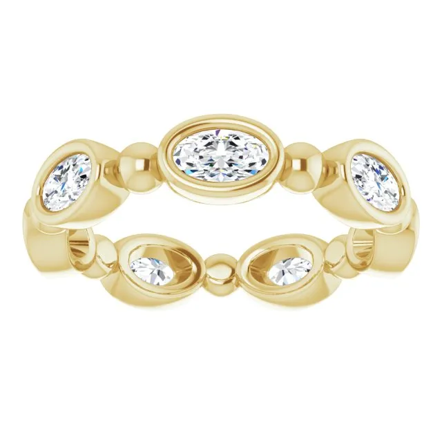 1.47 ct. Oval Diamond Eternity Band Bezel Set Diamond Ring