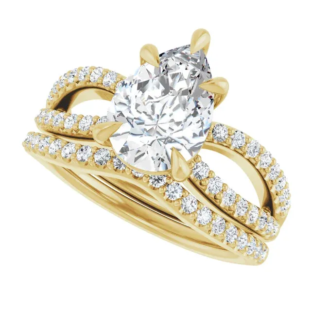 1.5ct Pear Cut Lab Diamond Engagement Ring Set (Setting Only)
