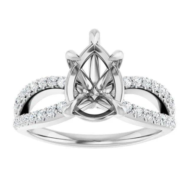 1.5ct Pear Cut Lab Diamond Engagement Ring Set (Setting Only)