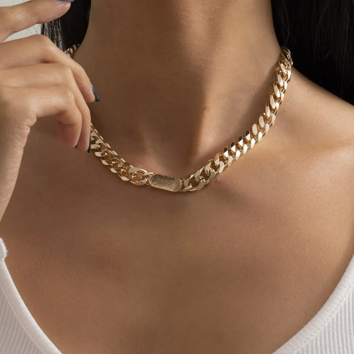 18K Gold-Plated Figaro Choker Necklace