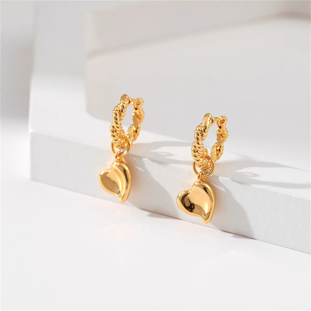 18K Gold-Plated Heart Huggie Earrings