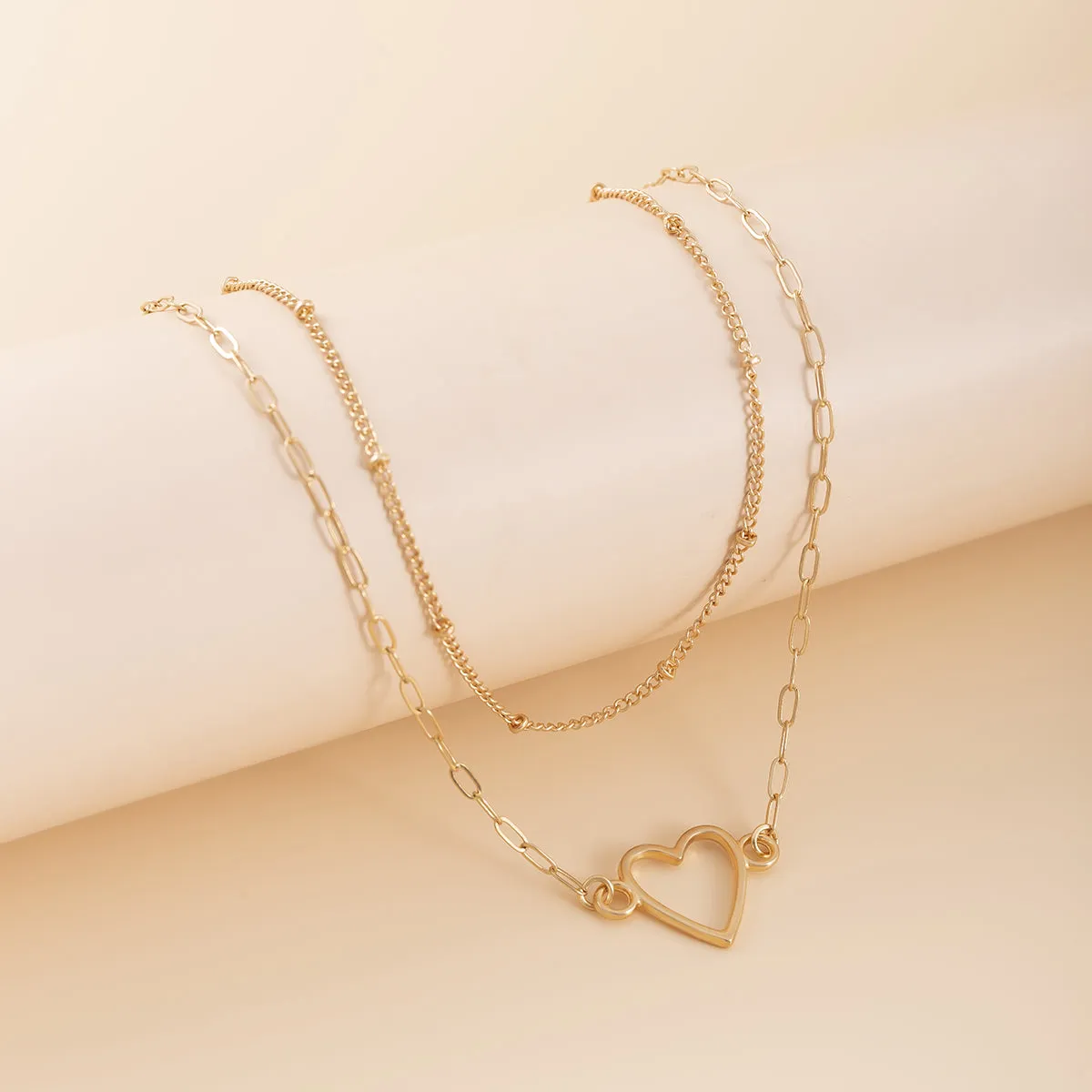 18K Gold-Plated Heart Layered Pendant Necklace