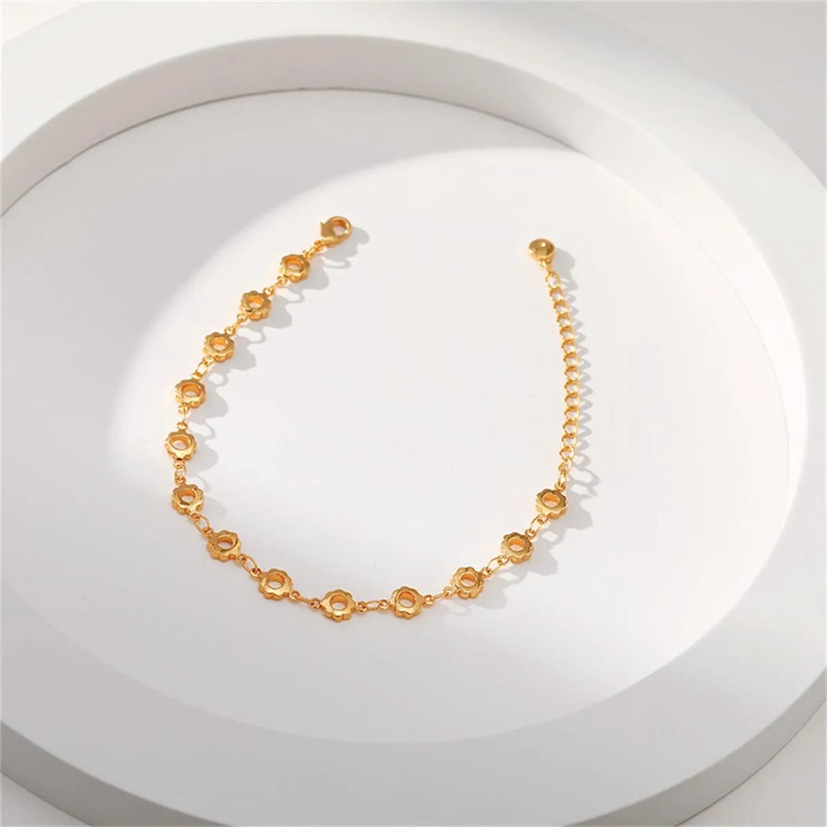 18K Gold-Plated Open Flower Station Bracelet