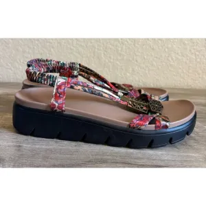 Alegria Roz Get Away Tan Tropical Print Sandals