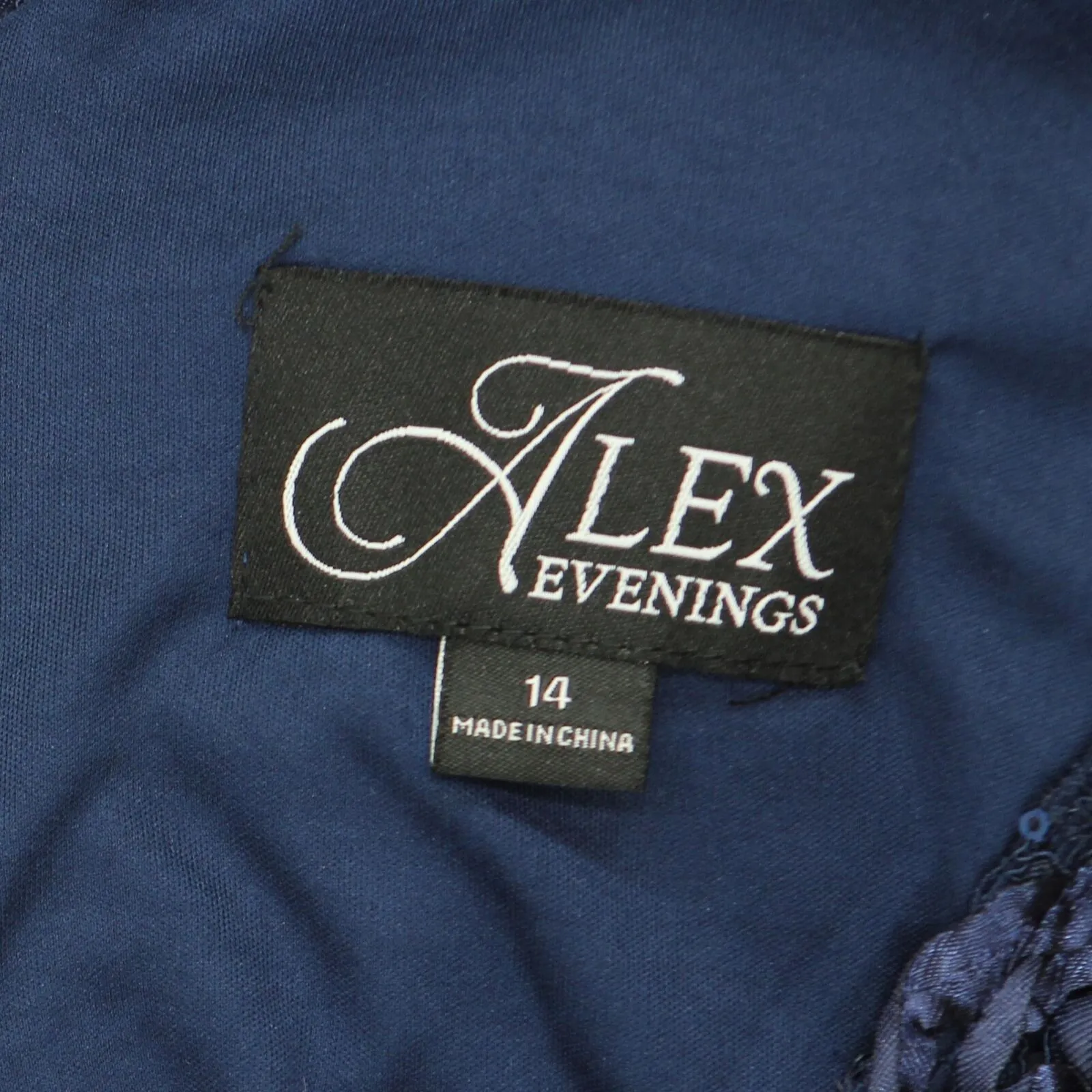 Alex Evenings Women's Rosette Embellished Lace A-Line Gown Navy 14
