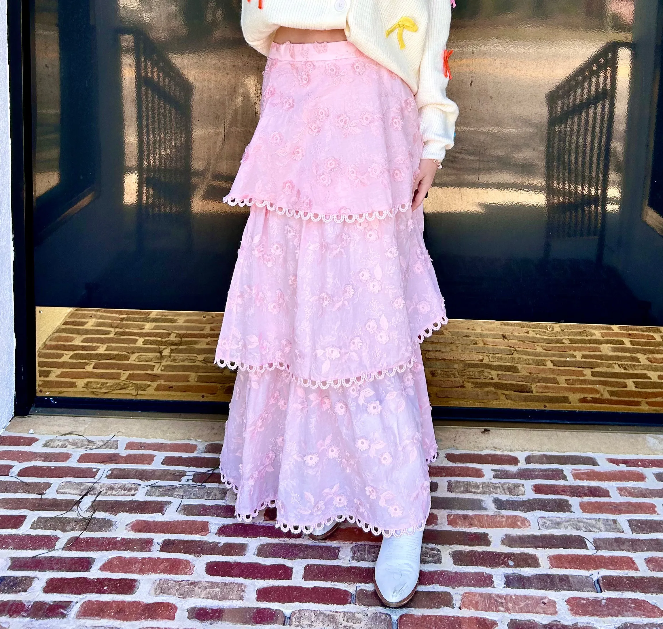 Angelica Eyelet Tiered Maxi Skirt ~ Final Sale