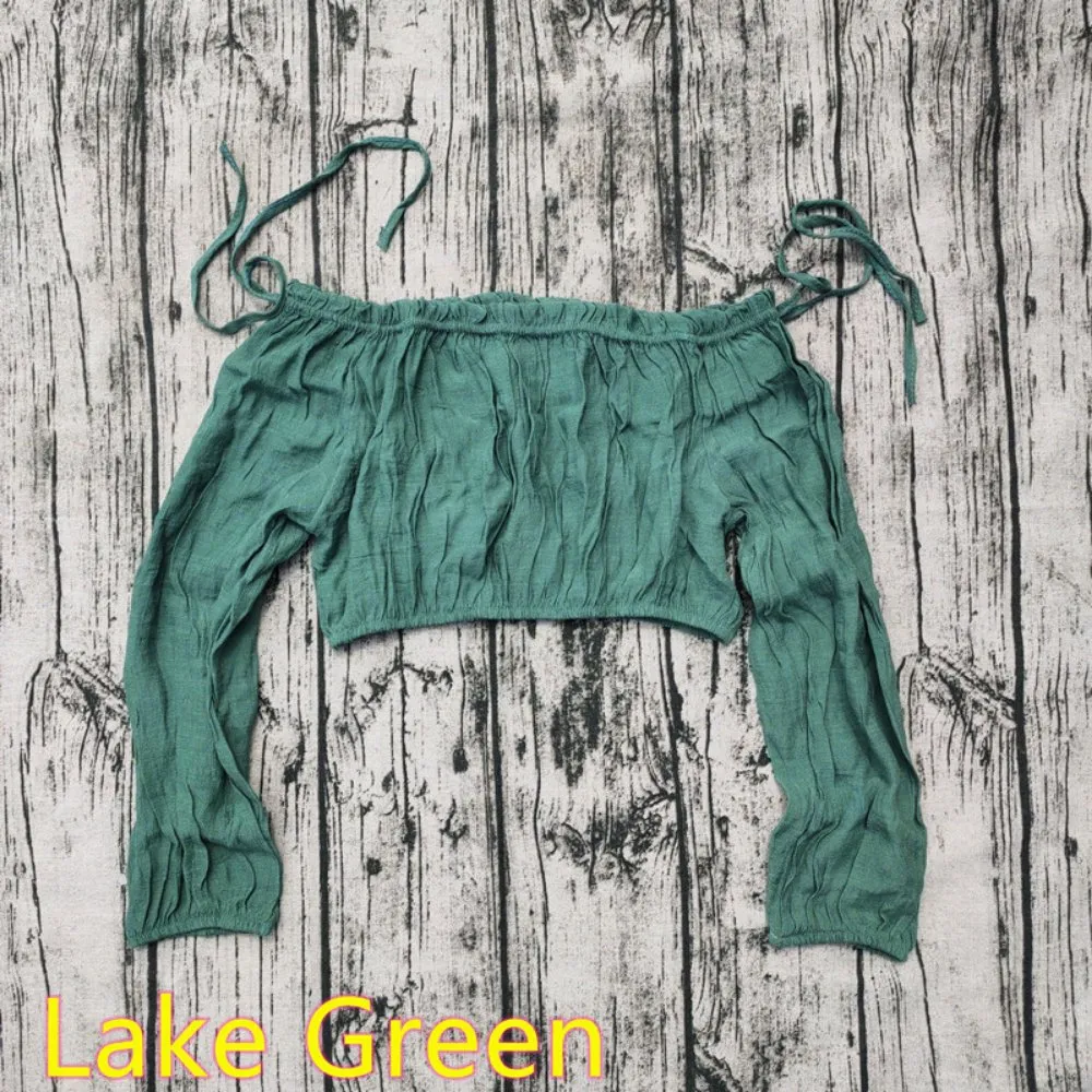 Be Extra! Off Shoulder Boho Crop Top with Lantern Sleeves