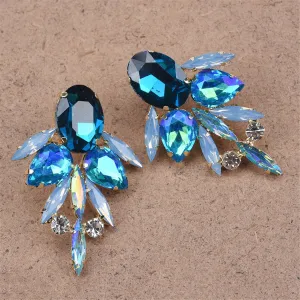 Blue Crystal & Cubic Zirconia Drop Earrings