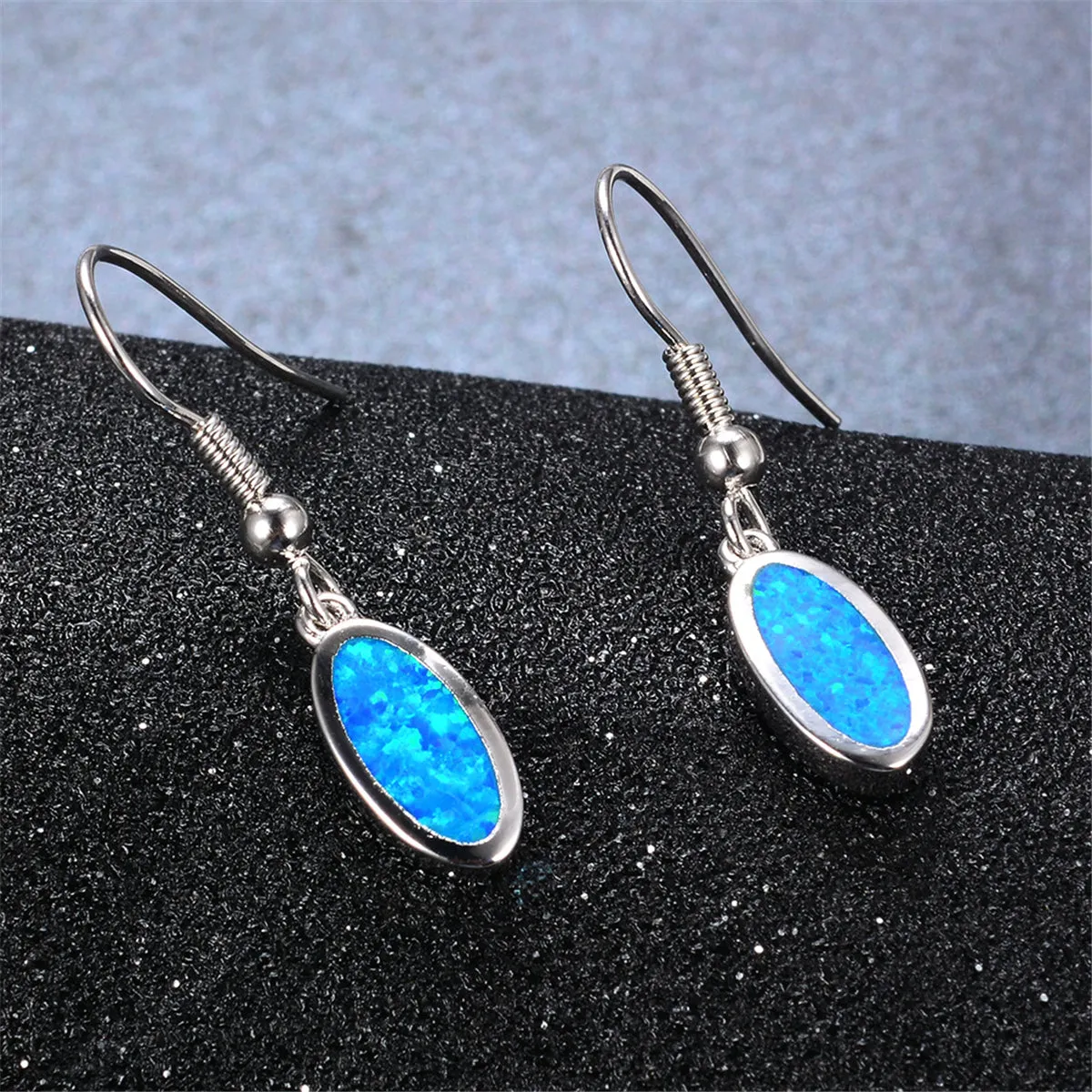 Blue Opal Pear-Cut Drop Earrings