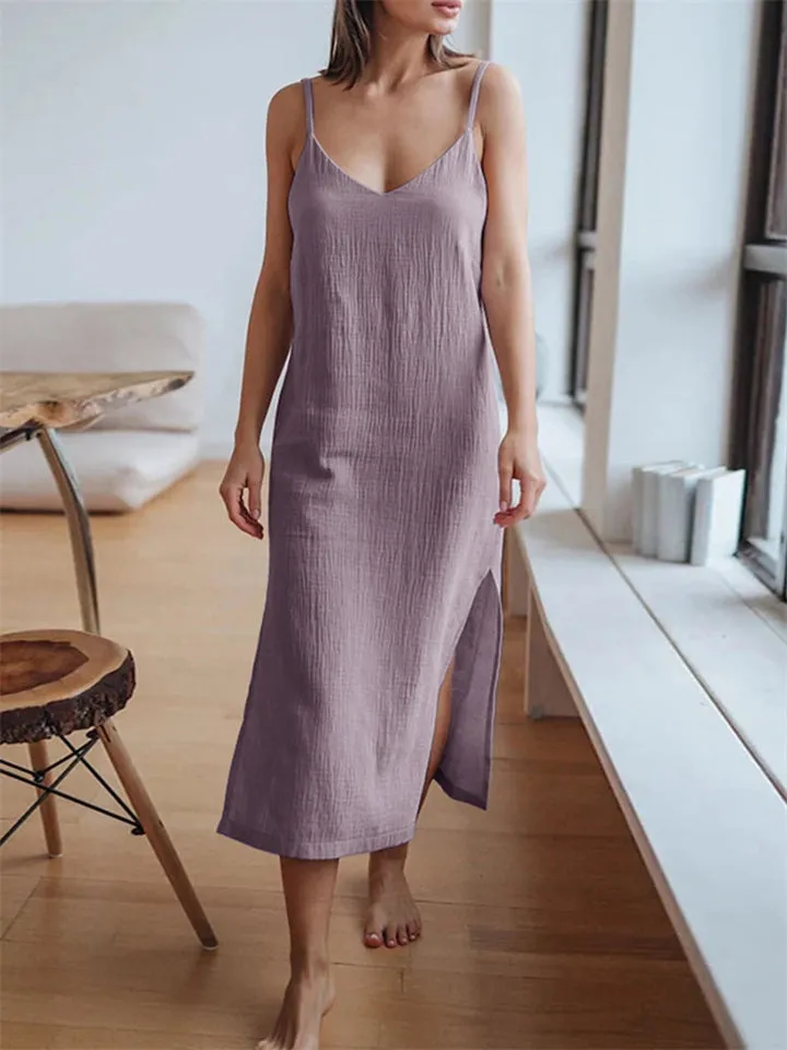 Casual Simple Women's Hem Split Sleeveless Cami Dresses