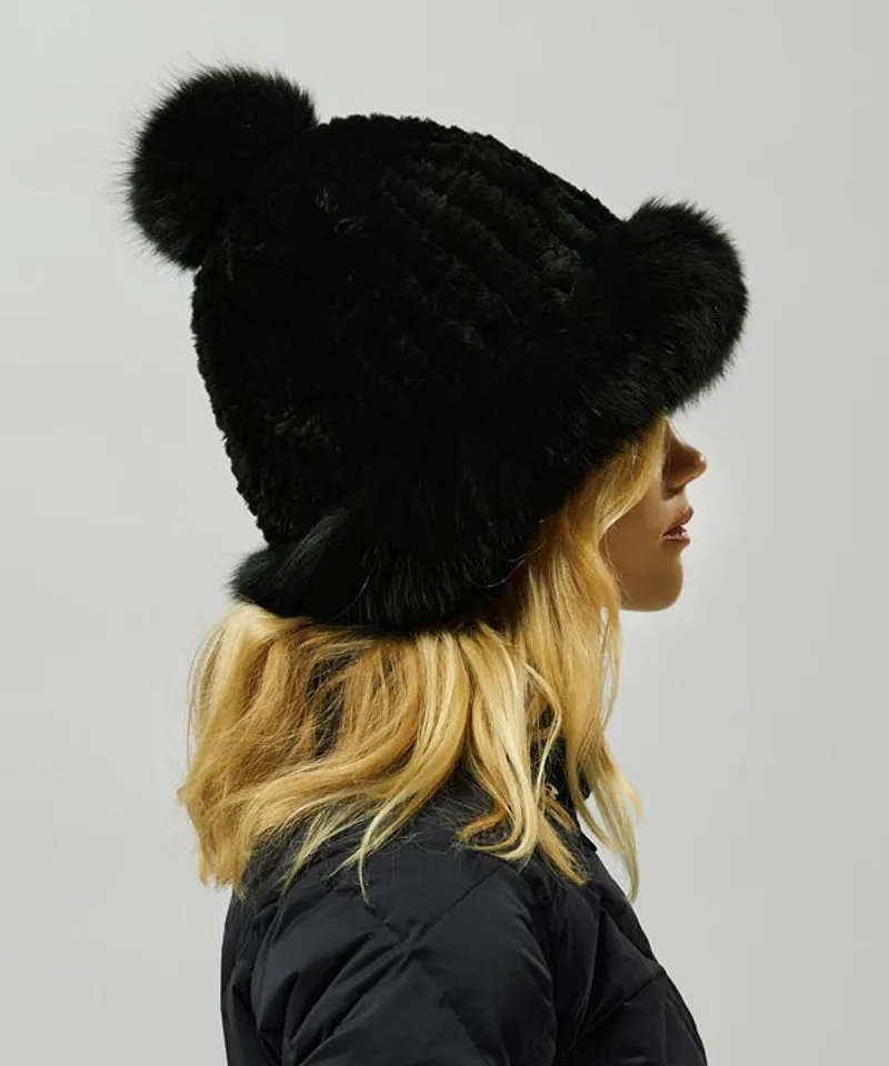 CREVE NINE: Babble Fur Beanie - Black