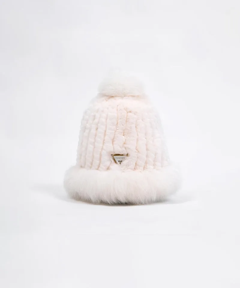 CREVE NINE: Babble Fur Beanie - Ivory