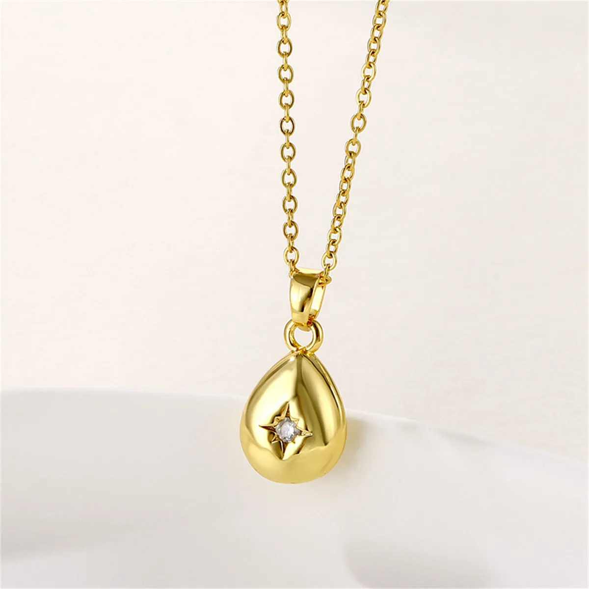 Cubic Zirconia & 18K Gold-Plated Drop Pendant Necklace