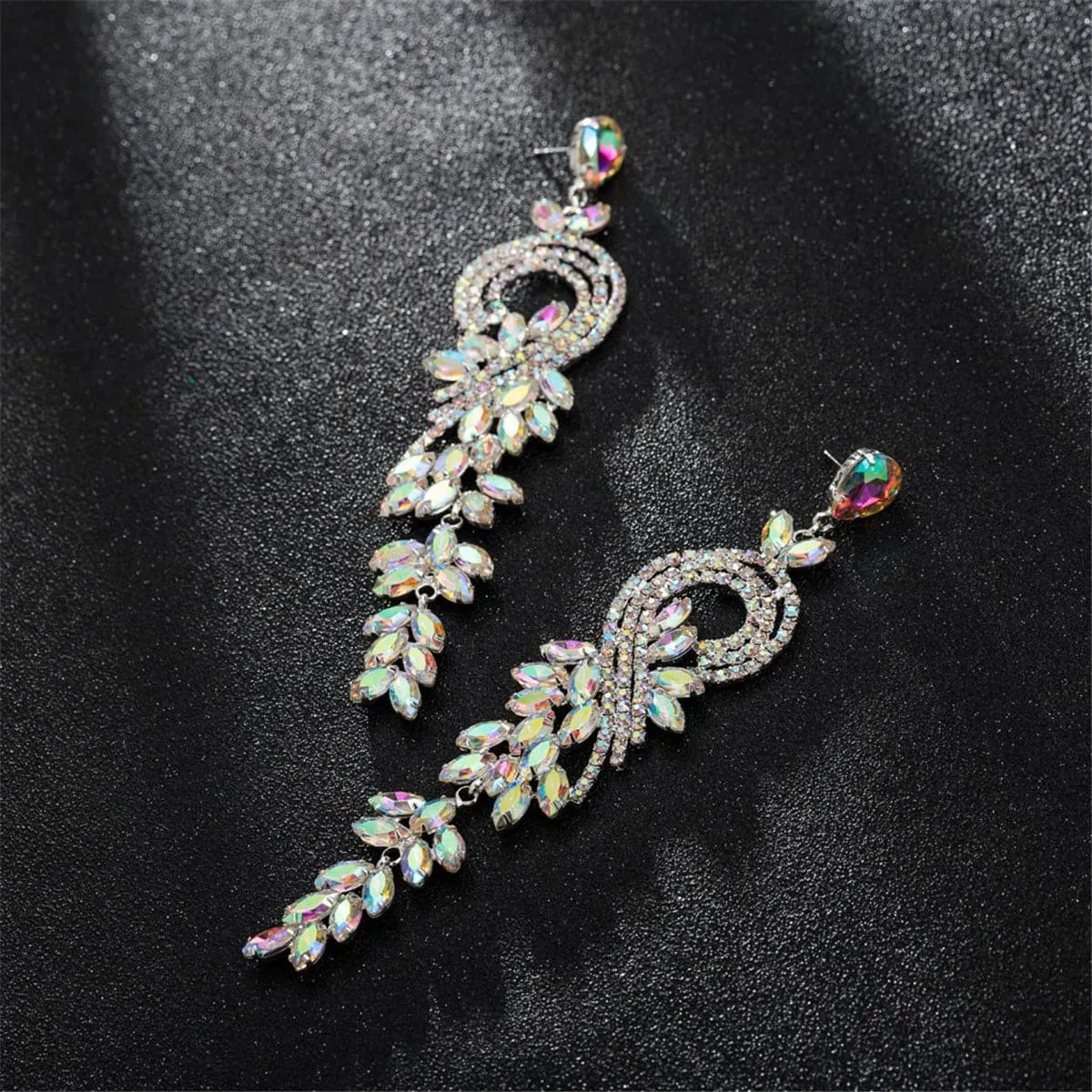 Cubic Zirconia & Crystal Swirl Botany Drop Earrings