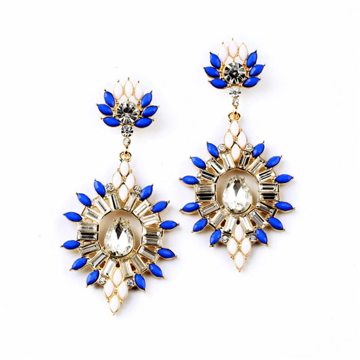 Cubic Zirconia & Resin 18K Gold-Plated Pear-Cut Statement Drop Earrings