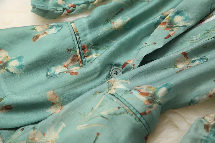 Elegant Office Style Floral Printing Suit Shorts Blazers Two-piece Set