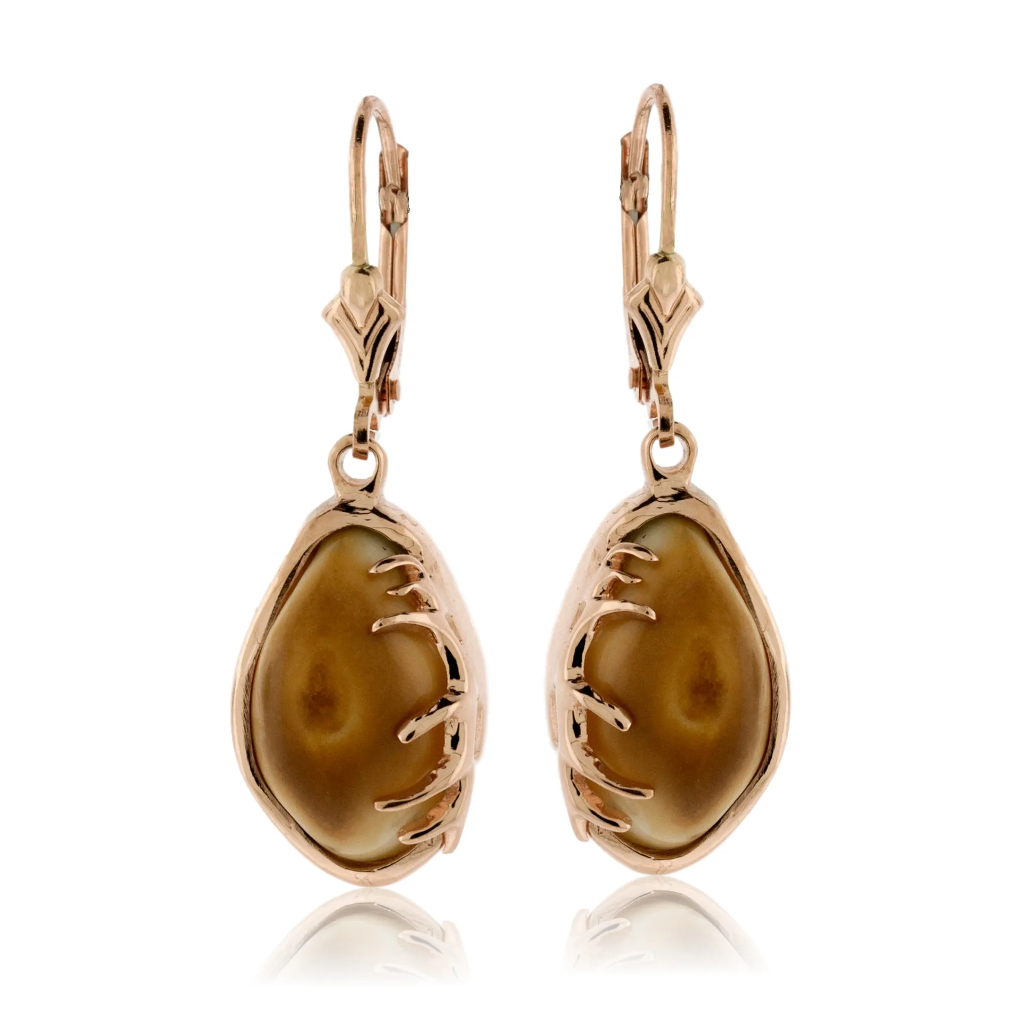 Elk Tooth Ivory Dangle Earrings with Antlers