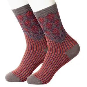 Floral Stripe Grey Women's Socks