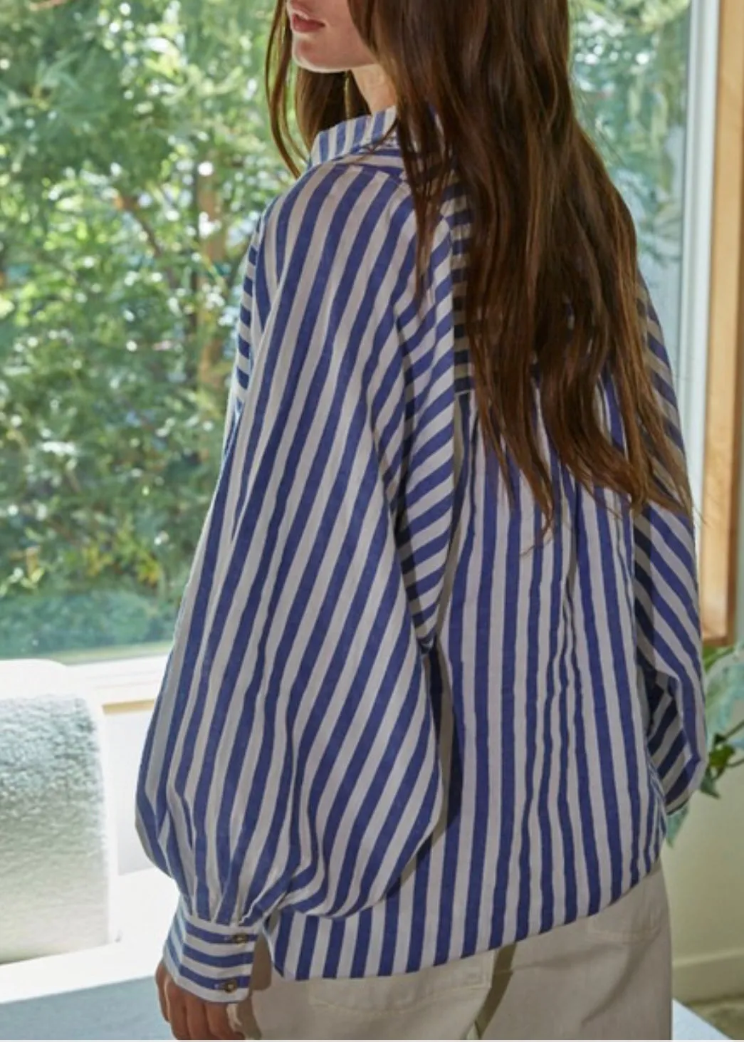 Greek Islands Stripe Button Up