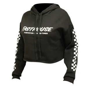 Logo Hooded Crop Womens Pullover - Black