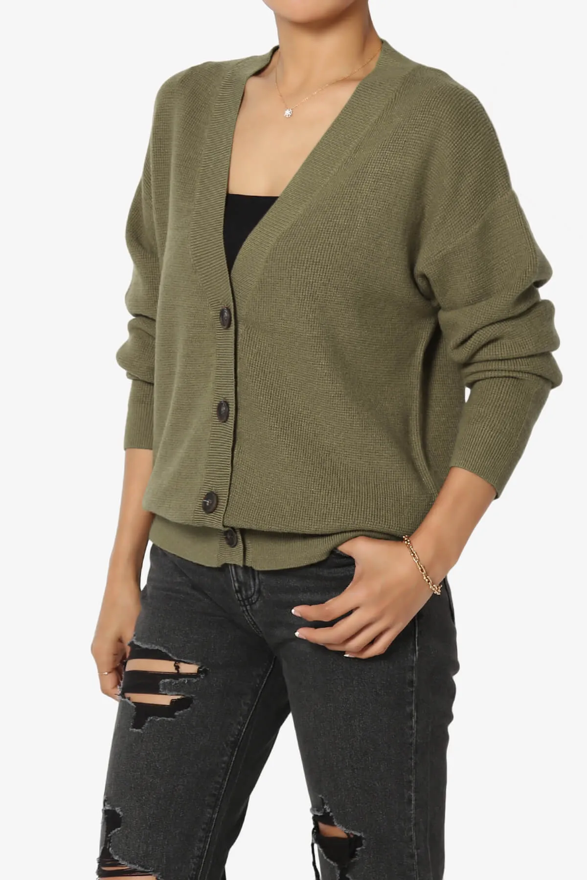 Nicky Micro Waffle Viscose Knit Cardigan PLUS