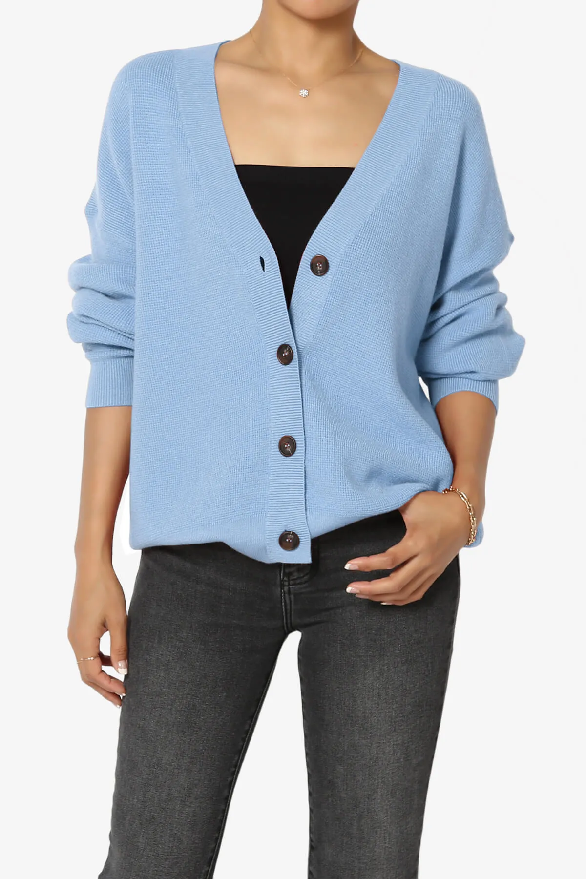 Nicky Micro Waffle Viscose Knit Cardigan PLUS