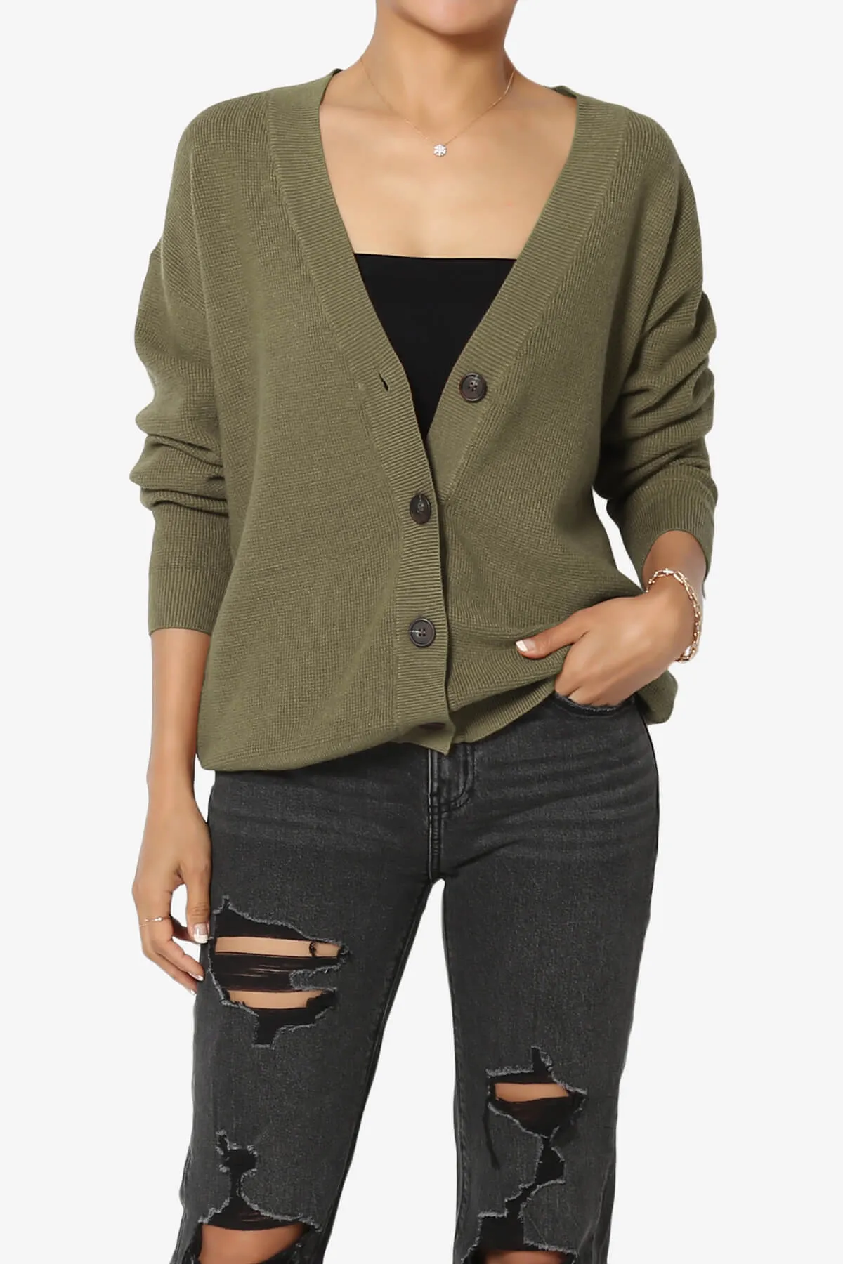 Nicky Micro Waffle Viscose Knit Cardigan PLUS