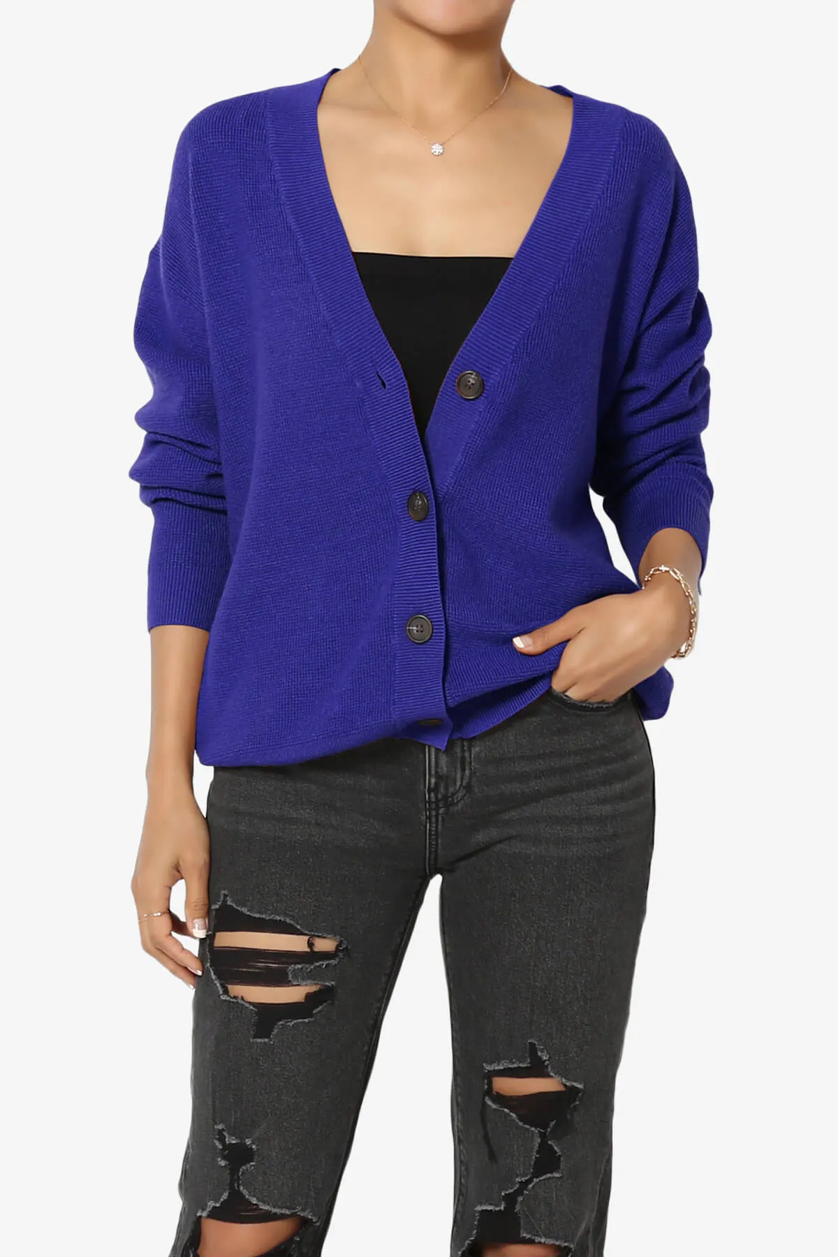 Nicky Micro Waffle Viscose Knit Cardigan PLUS