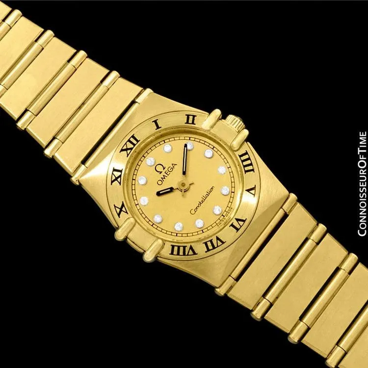 Omega Ladies Constellation Mini 22mm Watch - 18K Gold Plated with Diamonds