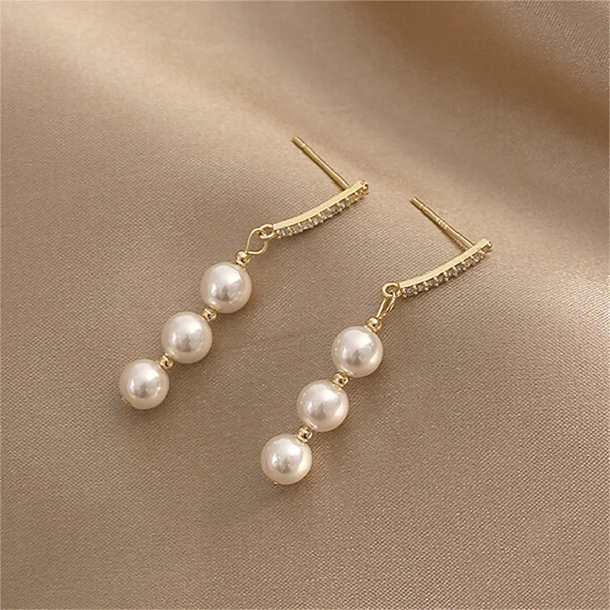 Pearl & Cubic Zirconia 18K Gold-Plated Drop Earrings