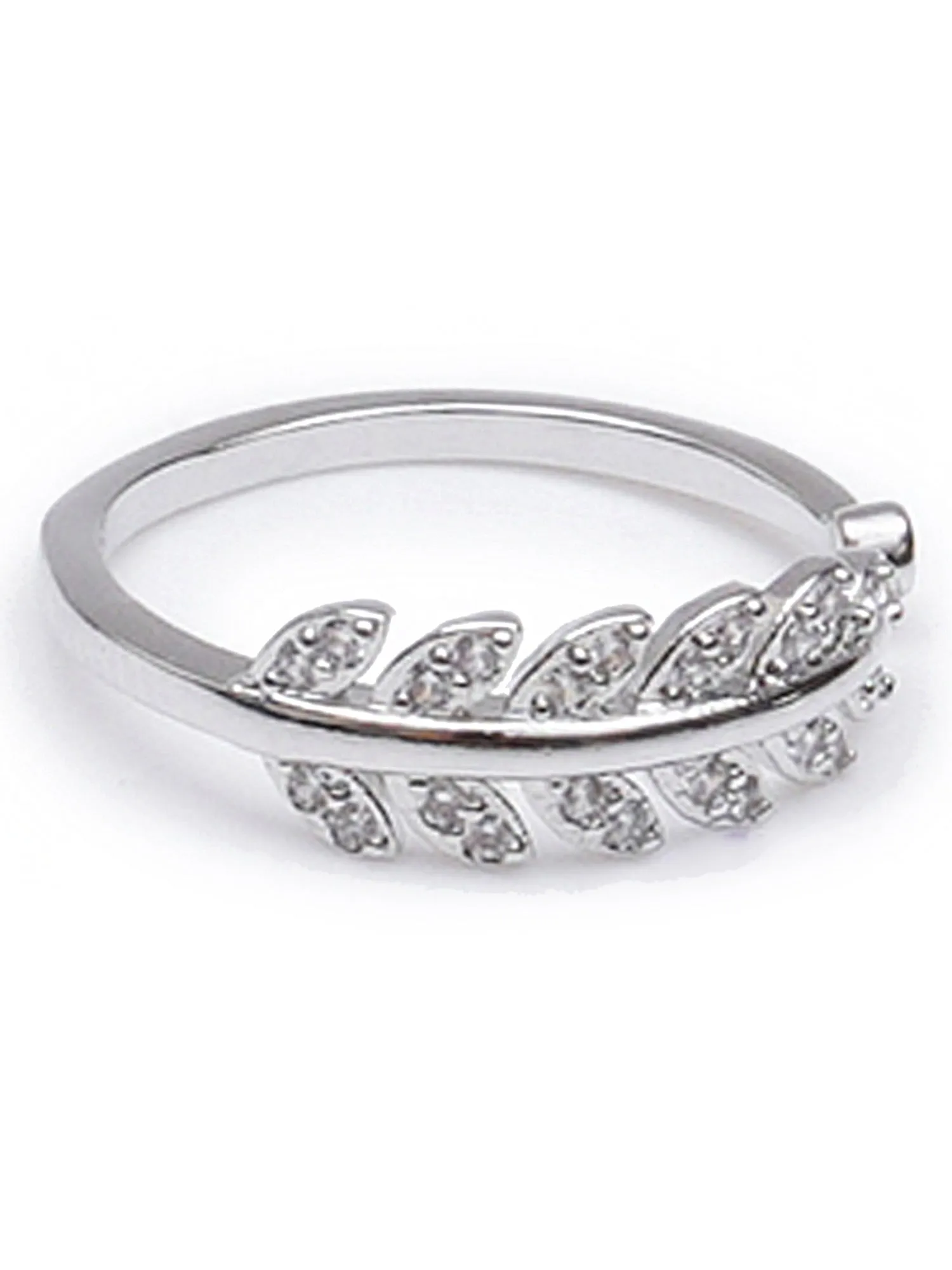 Platinum Plated Elegant Austrian Crystal Adjustable Leaf Ring