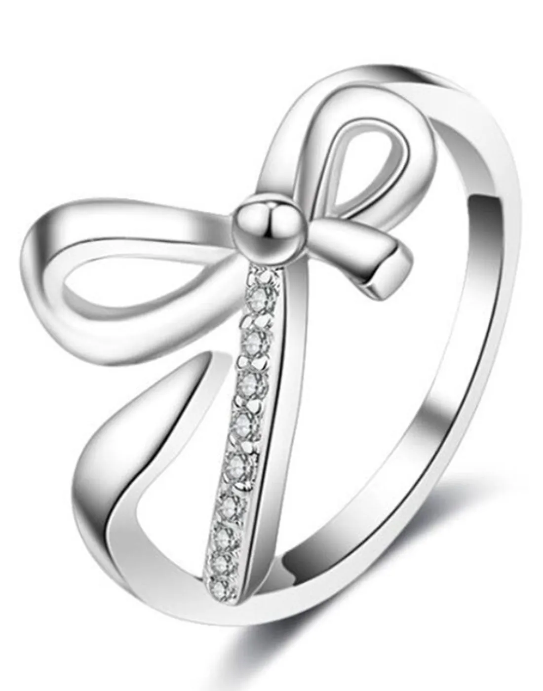 Platinum Plated Elegant Austrian Crystal Adjustable Ring