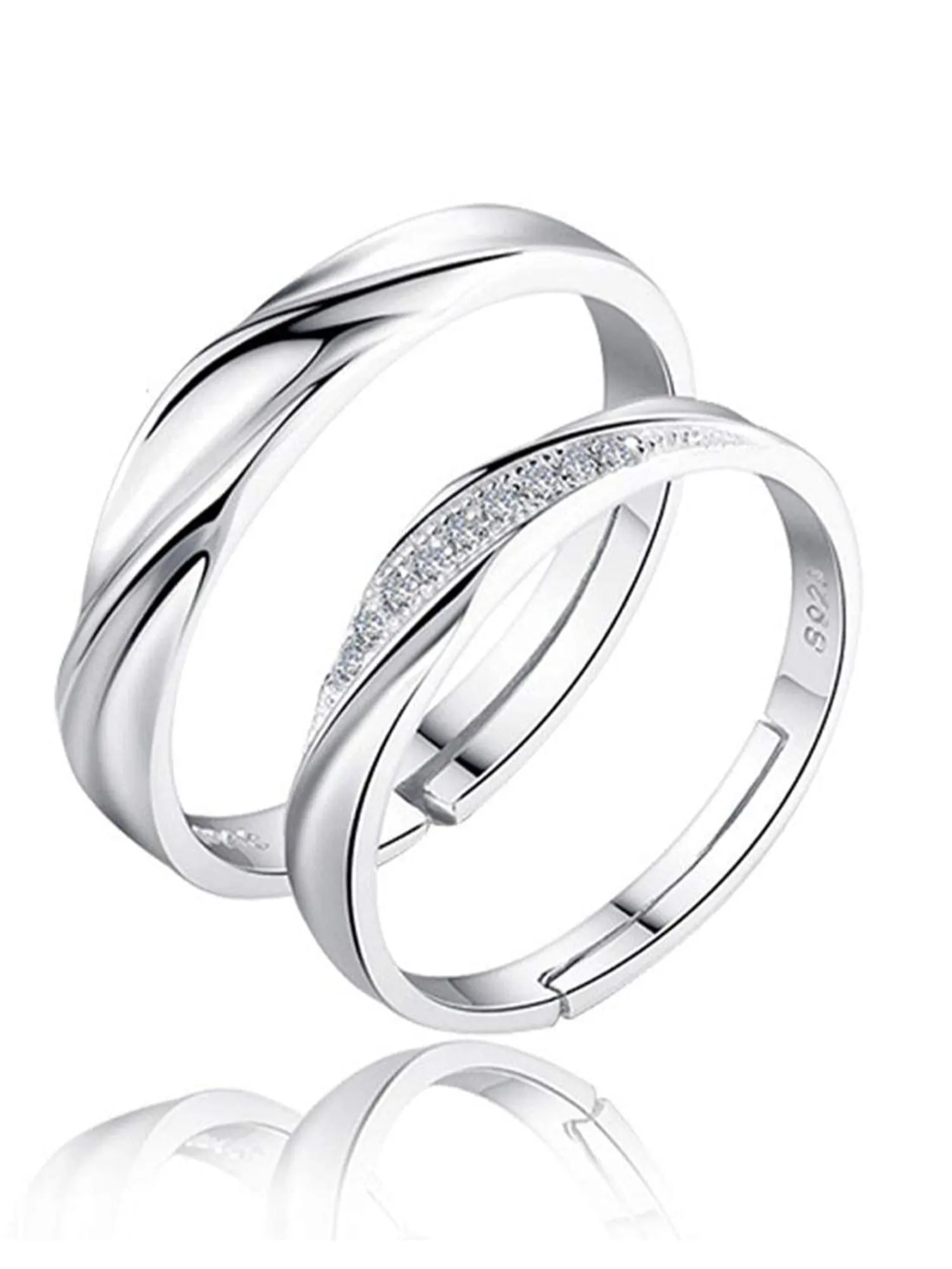 Platinum Plated Elegant Couple Adjustable Ring