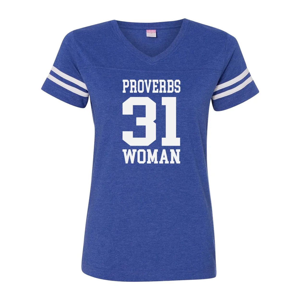 Proverbs 31 Women's Football V-Neck Fine Jersey Tee