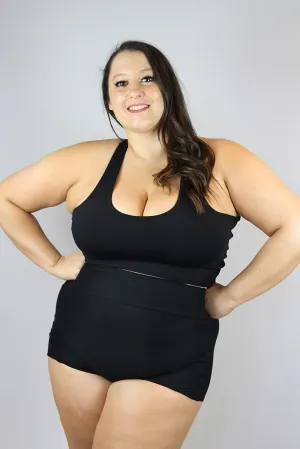 Rarr High Waisted Cheeky Shorts Plus Size – Matte Black