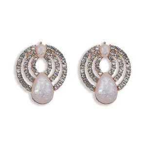 Resin & Cubic Zirconia 18K Gold-Plated Layer Drop Stud Earrings