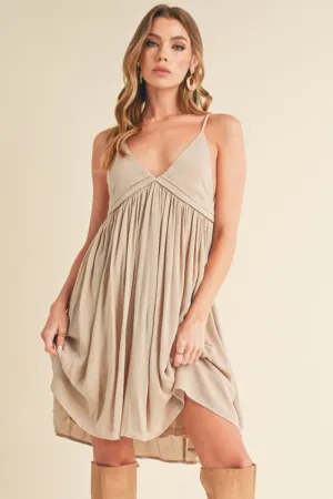 Ruched Plunge Mini Cami Dress