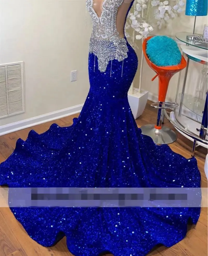 Sexy Blue Shining Long Prom Glamorous Evening Dress ZS0418
