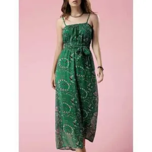 Stylish Cami Green Print Chiffon Women's Jumpsuit - Green L