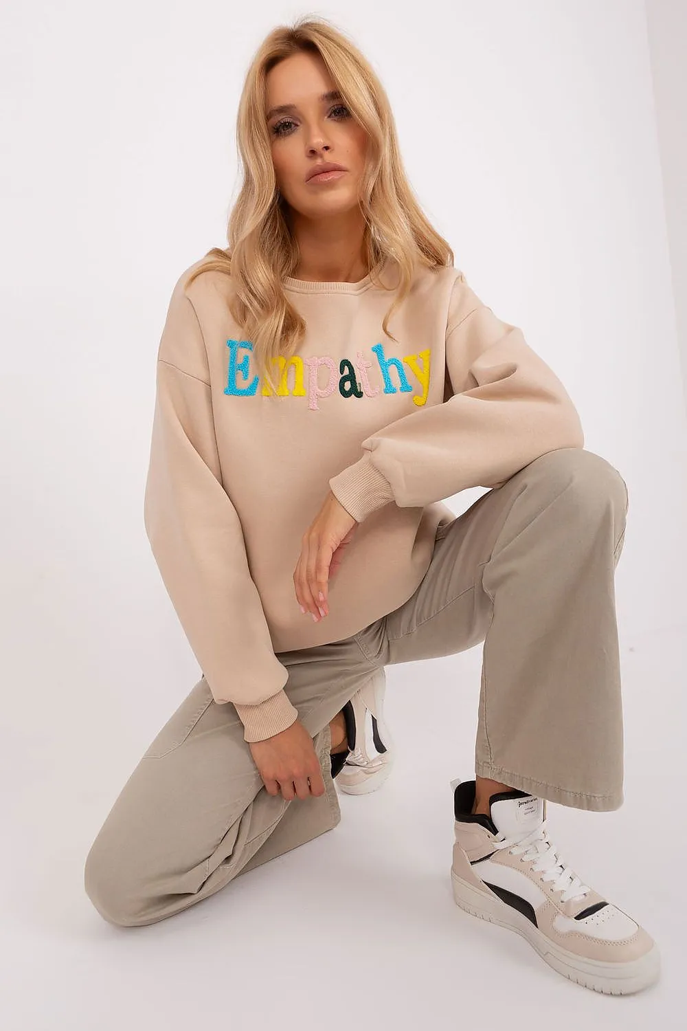 Stylish Women's Empathy Pullover Sweatshirt with Bold Pattern