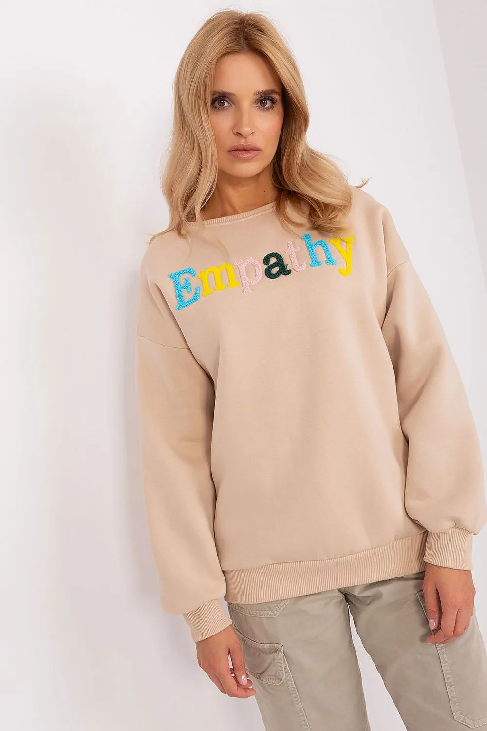 Stylish Women's Empathy Pullover Sweatshirt with Bold Pattern