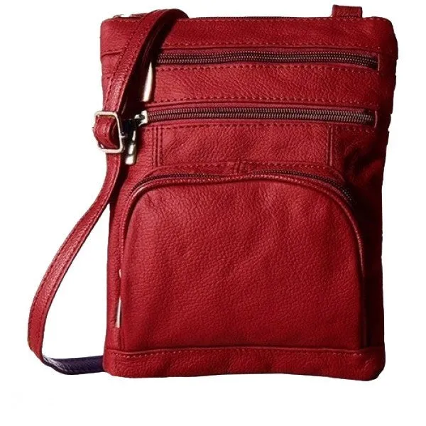 Super Soft Leather-Crossbody Bag - Assorted Colors