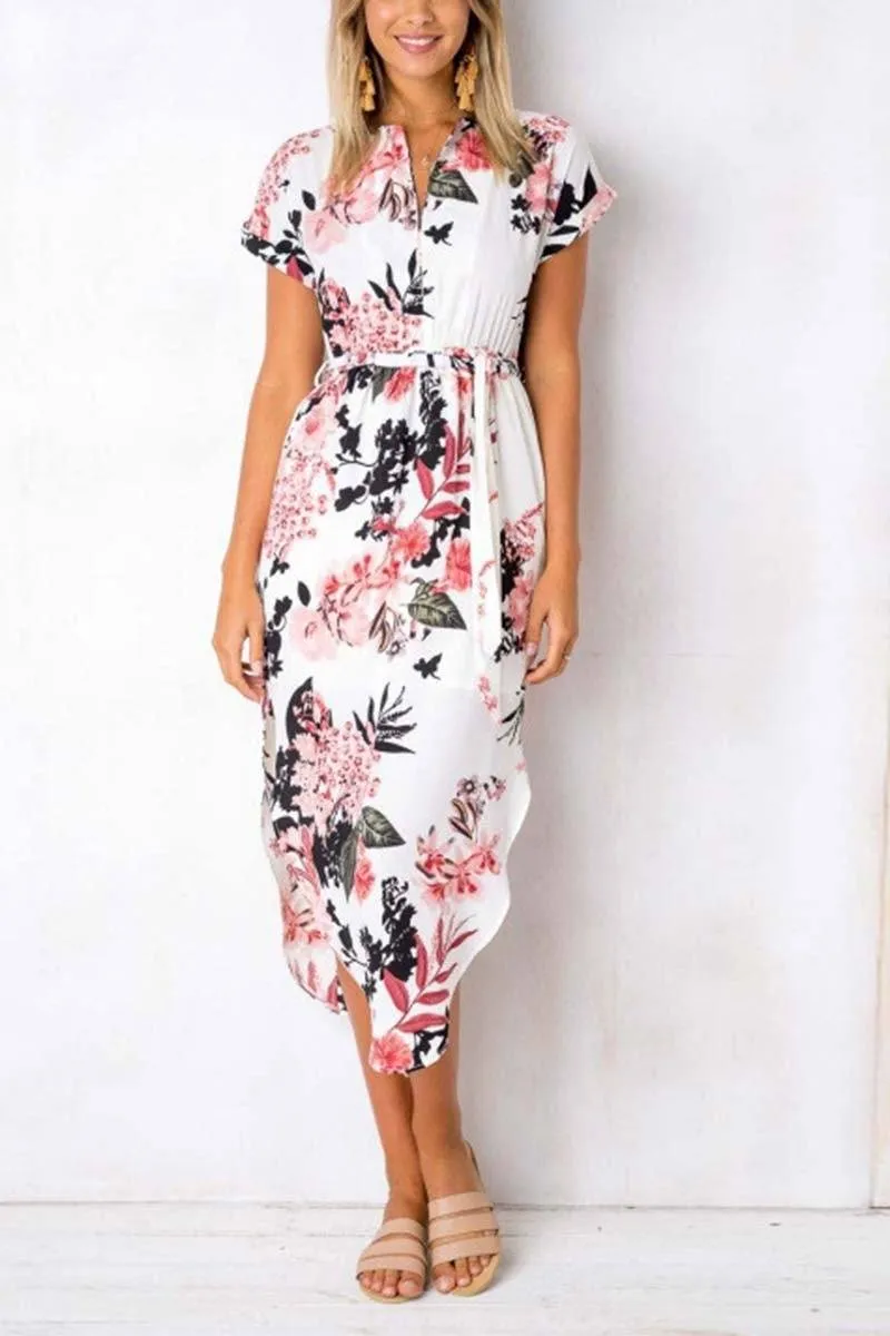 Trendy Printed Asymmetrical Midi Dress(3 colors)