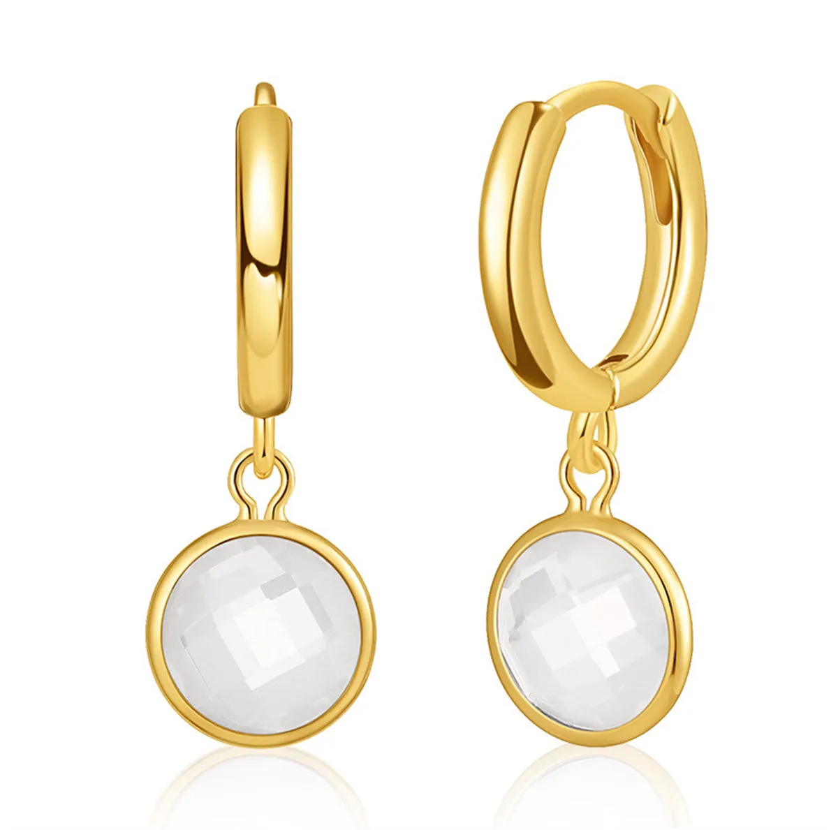 White Crystal & 18K Gold-Plated Round Huggie Earrings
