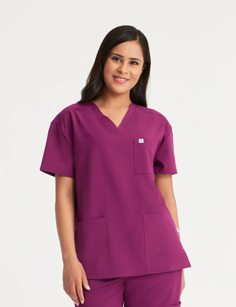 Womens Classic Scrub Top - Burgundy