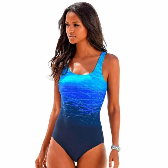 Women's Popular One Piece Gradient Lattice Swimsuit